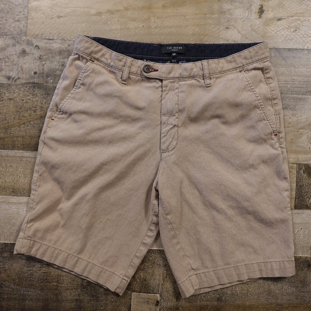 Ted Baker London Cotton Stretch Chino‎ Shorts Men’s 32R Tan 9” Inseam